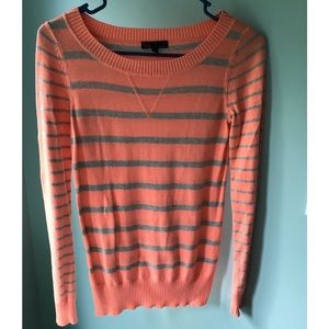 Orange and gray striped sweater